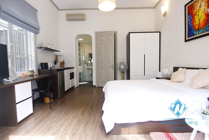 Bright studio with balcony for rent in Thanh Mien st, Dong Da district.