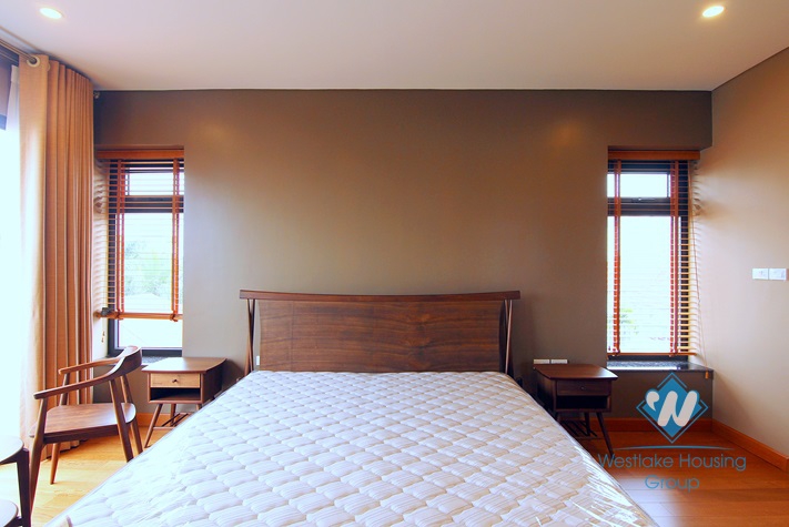 Bedroom with view to Westlake apartment for rent  in Tay Ho district.