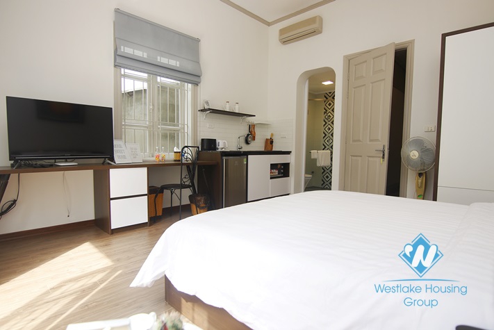 Bright studio with balcony for rent in Thanh Mien st, Dong Da district.