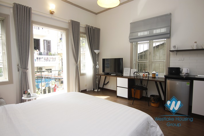 Bright studio with balcony for rent in Thanh Mien st, Dong Da district.