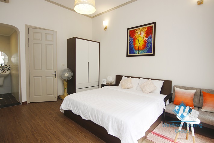 Bright studio with balcony for rent in Thanh Mien st, Dong Da district.