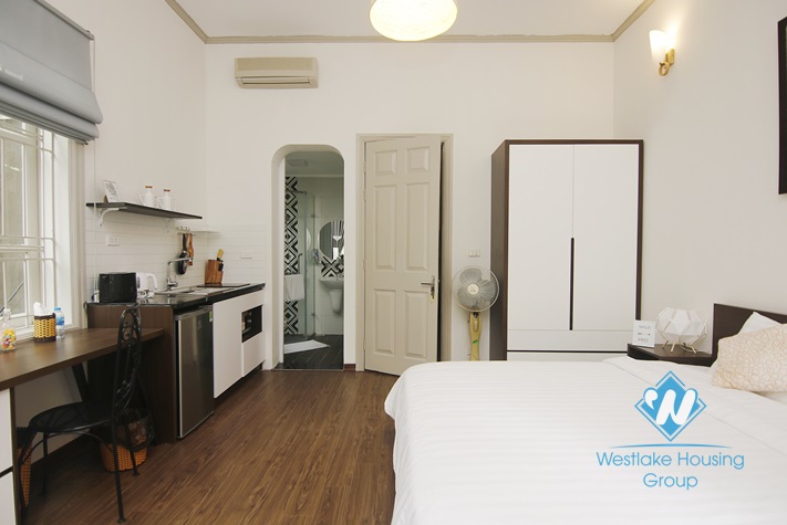 Bright studio with balcony for rent in Thanh Mien st, Dong Da district.