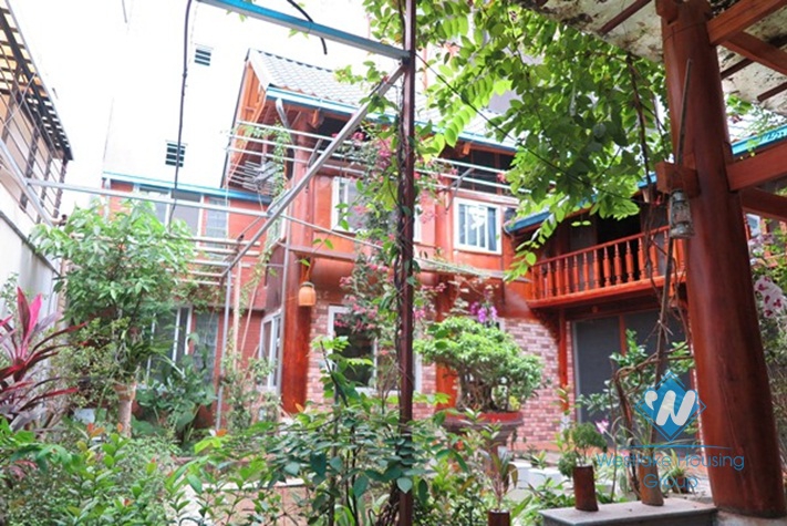 A unique- style house beautiful large garden for rent in Ba Dinh district