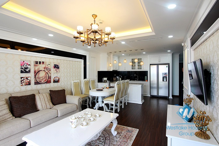 A royal apartment with morden 3 bedrooms for rent in D' Le Roi Soleil, Tay Ho area.
