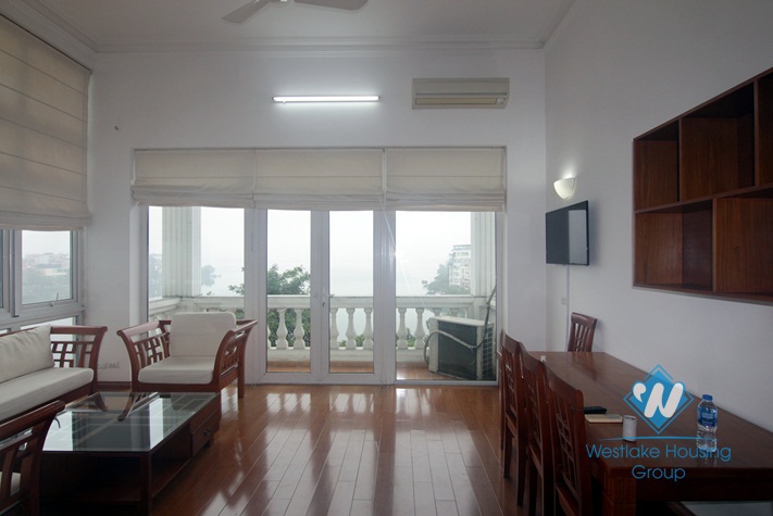 A studio with lake view and balcony for rent on Xuan Dieu, Tay Ho