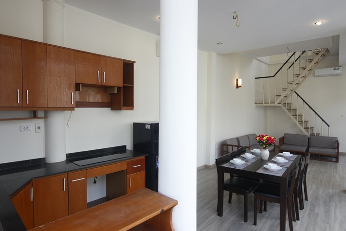 Duplex serviced apartment for rent in Truc Bach area, Ba Dinh, Hanoi.