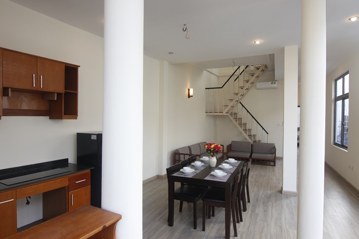 Duplex serviced apartment for rent in Truc Bach area, Ba Dinh, Hanoi.