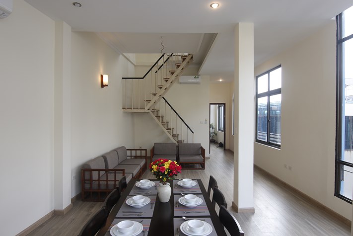 Duplex serviced apartment for rent in Truc Bach area, Ba Dinh, Hanoi.
