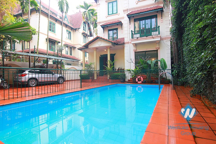 Beautiful house with big swimming pool for rent in Tay Ho District, Ha Noi