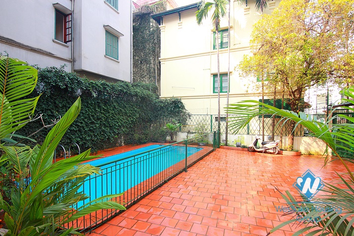 Beautiful house with big swimming pool for rent in Tay Ho District, Ha Noi