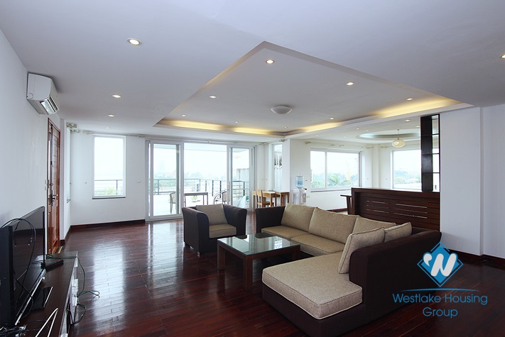 Big terace and lake view apartment with 3 bedrooms for rent in Tay Ho area.