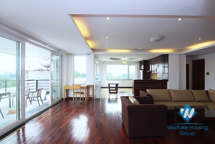 Big terace and lake view apartment with 3 bedrooms for rent in Tay Ho area.