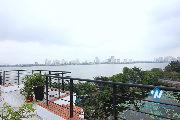 Big terace and lake view apartment with 3 bedrooms for rent in Tay Ho area.