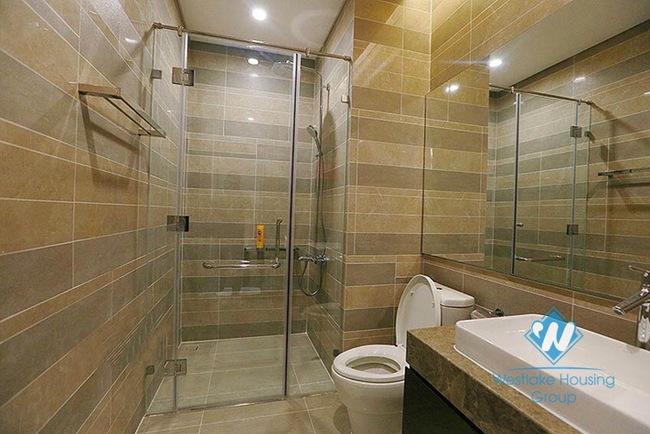 Bright one bedroom apartment with lakeview for rent in Sun Grand building, Thuy Khue, Ba Dinh.