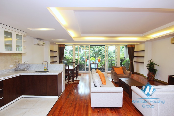 Lake view, spacious 3 bedrooms apartment for rent on Quang Khanh street, Tay Ho, Ha Noi