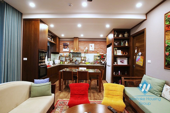 Three bedrooms apartment with huge balcony for rent in Hoang Quoc Viet, Cau Giay area.