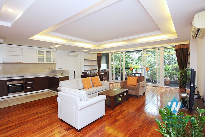 Lake view, spacious 3 bedrooms apartment for rent on Quang Khanh street, Tay Ho, Ha Noi