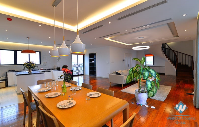 Bright and modern 3 bedrooms duplex apartment for rent in central Ba Dinh area, Hanoi