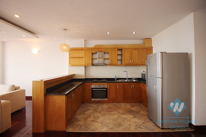 2 bedroom serviced apartment with big balcony for rent in Truc Bach