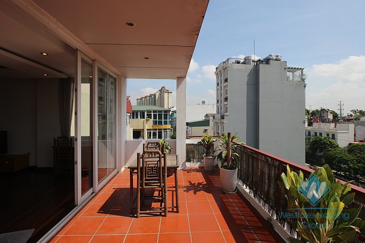 2 bedroom serviced apartment with big balcony for rent in Truc Bach