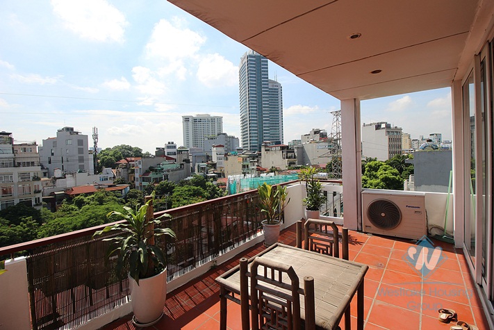 2 bedroom serviced apartment with big balcony for rent in Truc Bach
