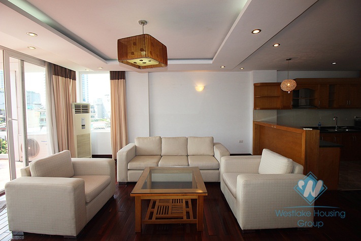 2 bedroom serviced apartment with big balcony for rent in Truc Bach