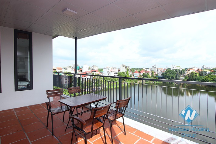 Lake view 1 bedroom apartment with huge balcony for rent in Au Co, Tay Ho