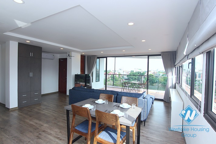 Lake view 1 bedroom apartment with huge balcony for rent in Au Co, Tay Ho