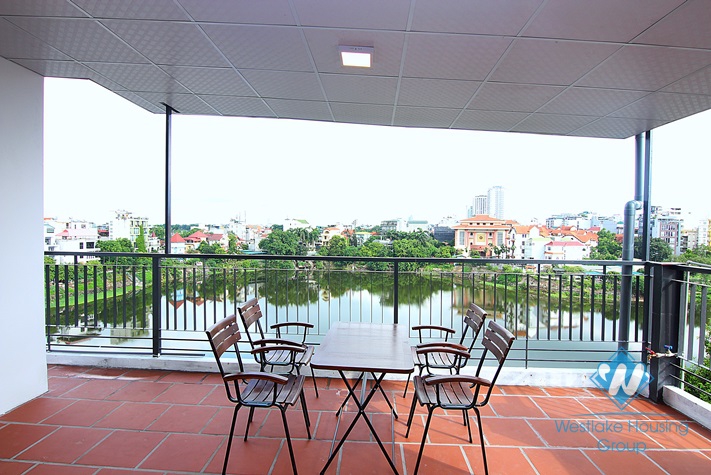 Lake view 1 bedroom apartment with huge balcony for rent in Au Co, Tay Ho