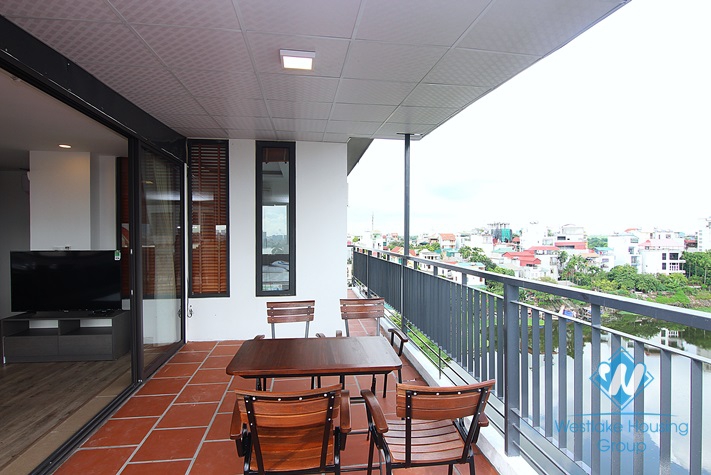 Lake view 1 bedroom apartment with huge balcony for rent in Au Co, Tay Ho