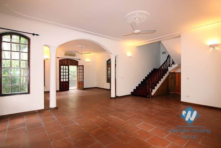 Nice house with large courtyard for rent in Tay Ho area, Westlake, Hanoi, Vietnam.