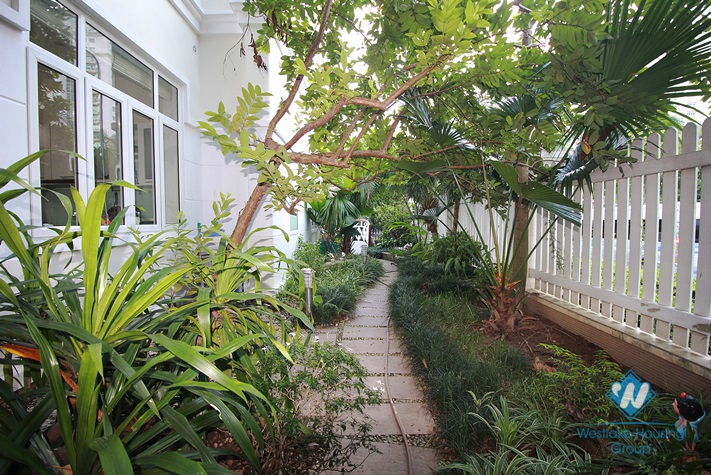 Modern and luxury villa with large garden for rent in Ciputra, Tay Ho, Hanoi