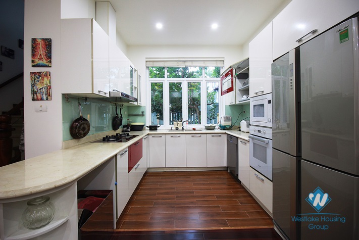 Modern and luxury villa with large garden for rent in Ciputra, Tay Ho, Hanoi