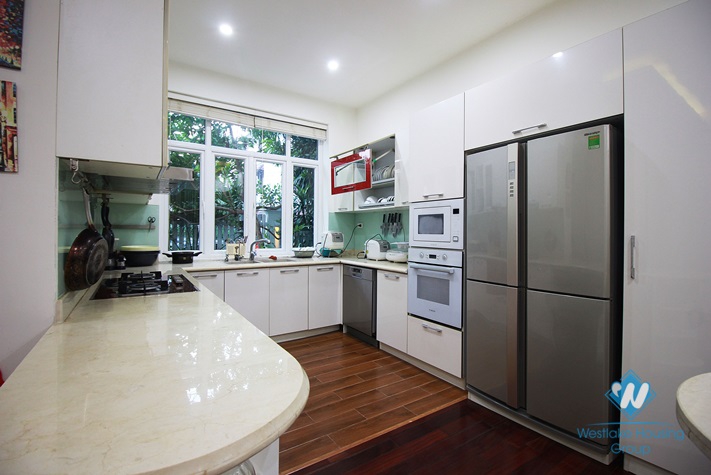 Modern and luxury villa with large garden for rent in Ciputra, Tay Ho, Hanoi