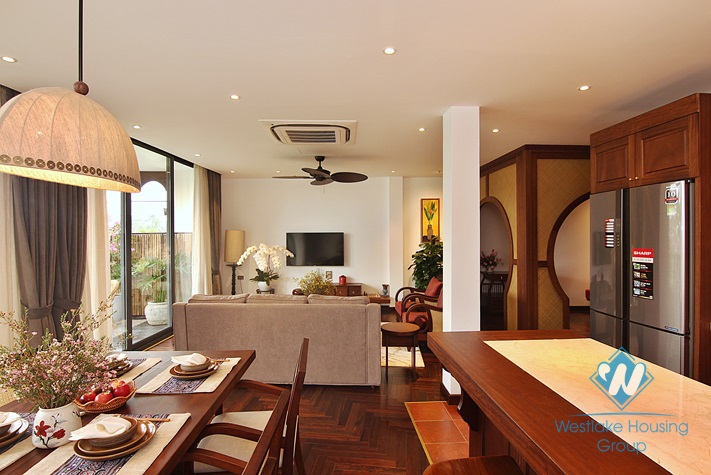 Japanese style 2+ bedroom apartment for rent in Yen Phu village, Tay Ho