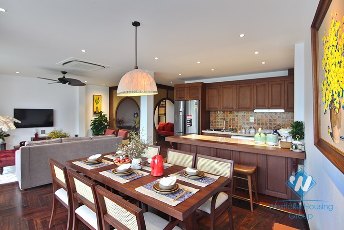 Japanese style 2+ bedroom apartment for rent in Yen Phu village, Tay Ho