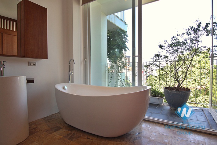 Asian contemporary style 4 bedrooms apartment for rent in Tay Ho, Ha Noi