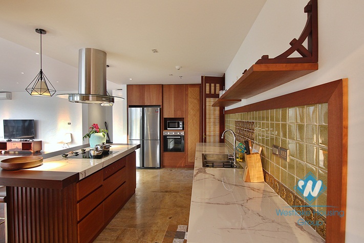 Asian contemporary style 4 bedrooms apartment for rent in Tay Ho, Ha Noi