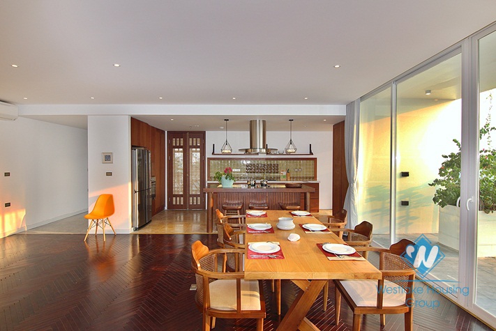 Asian contemporary style 4 bedrooms apartment for rent in Tay Ho, Ha Noi