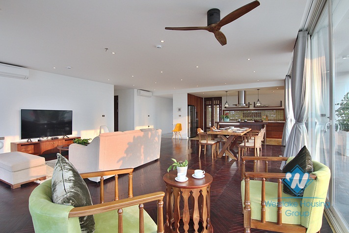 Asian contemporary style 4 bedrooms apartment for rent in Tay Ho, Ha Noi