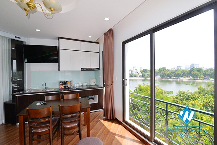 Lake view one bedroom apartment for rent in Hai Ba Trung District , HN