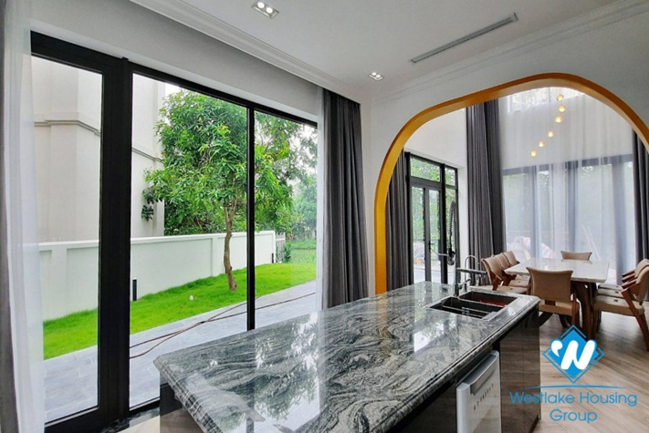 Brand new four-bedroom villa with luxurious furniture for rent at Vinhome Riverside Long Bien