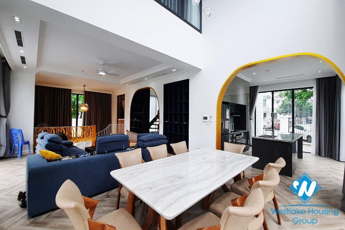 Brand new four-bedroom villa with luxurious furniture for rent at Vinhome Riverside Long Bien