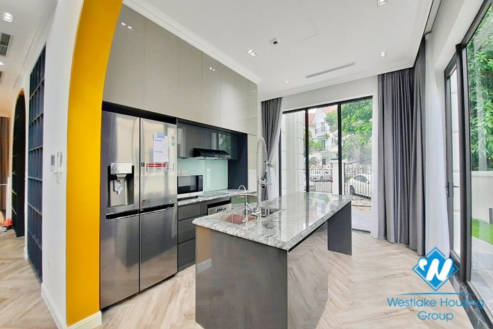 Brand new four-bedroom villa with luxurious furniture for rent at Vinhome Riverside Long Bien