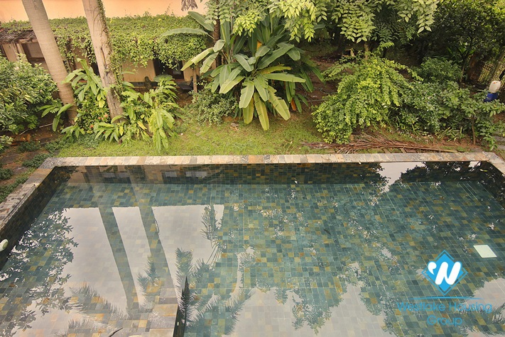 A four-bedroom, garden and swimming pool for rent in Ngoc Thuy near French International School