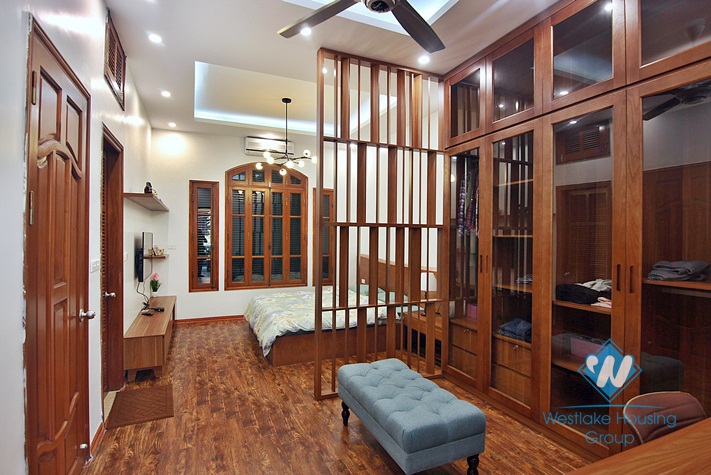 Renovated French villa for rent in Tay Ho, high ceiling, lots of outside space