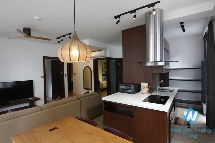 Serviced apartment with long balcony for rent in Kim Ma, Ba Dinh