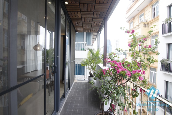 Serviced apartment with long balcony for rent in Kim Ma, Ba Dinh