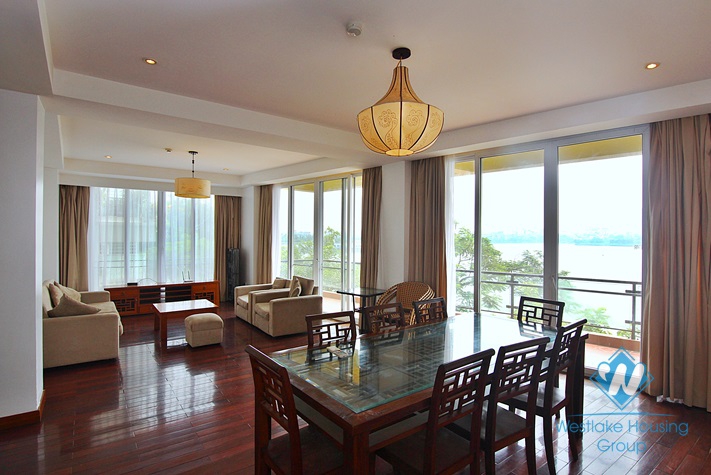 Lake view 03 bedrooms apartment with big balcony for rent in Tay Ho area