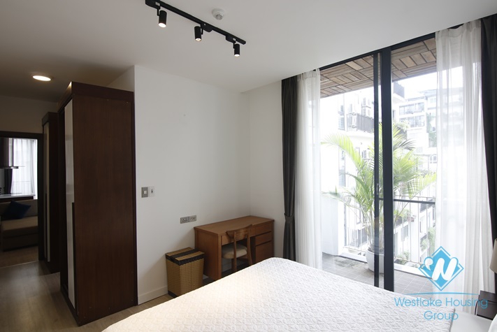 Serviced apartment with long balcony for rent in Kim Ma, Ba Dinh